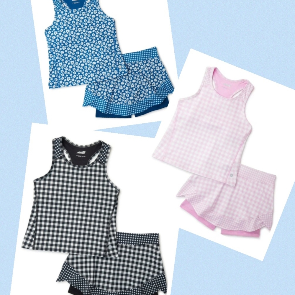 3 Avia Girls Racerback Yank Top and Skorts Set Sz L (10-12)